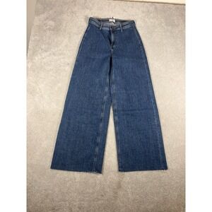 the drop kori jeans wide leg nwt raw hem fray 26‎ Dark Wash
